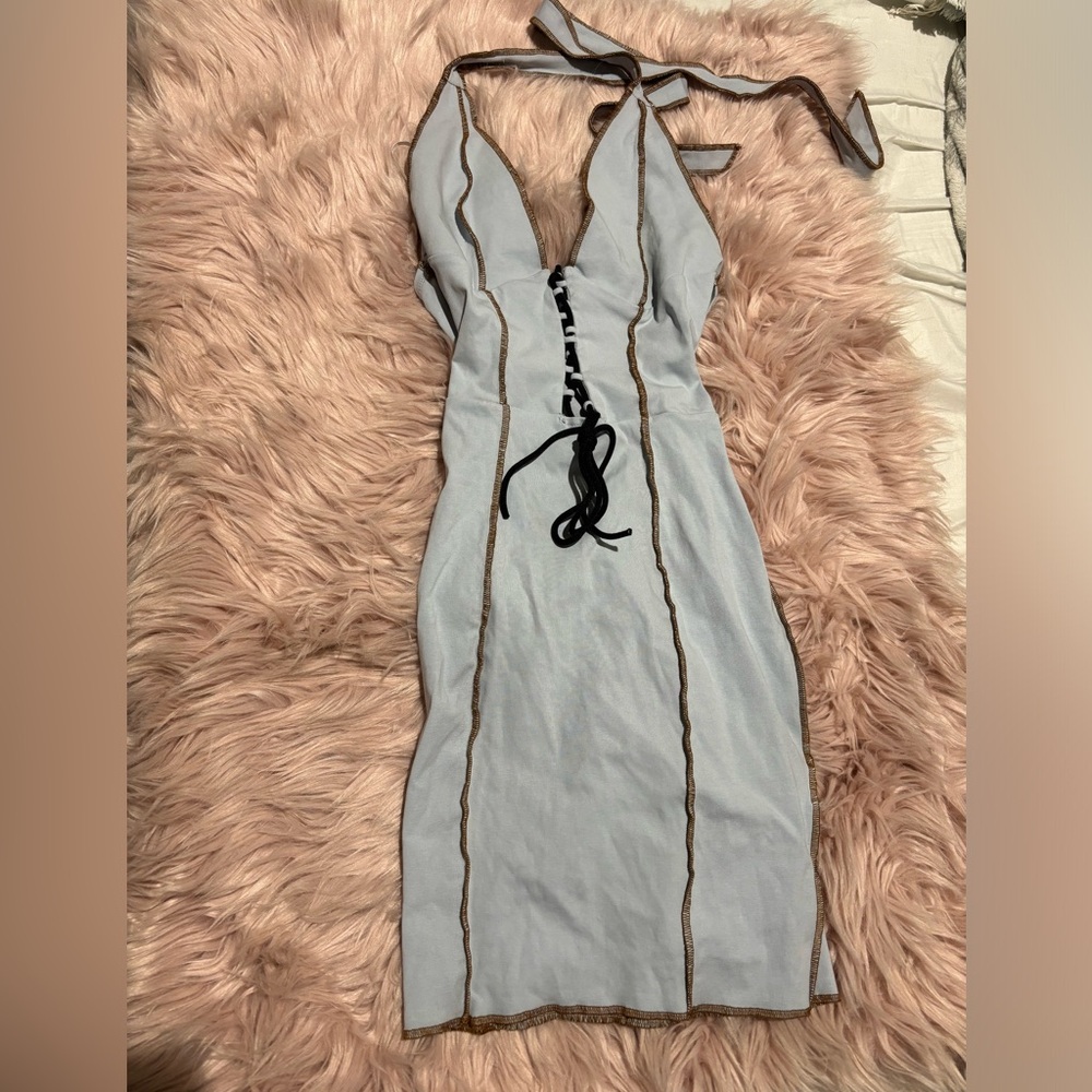 Blue halter dress